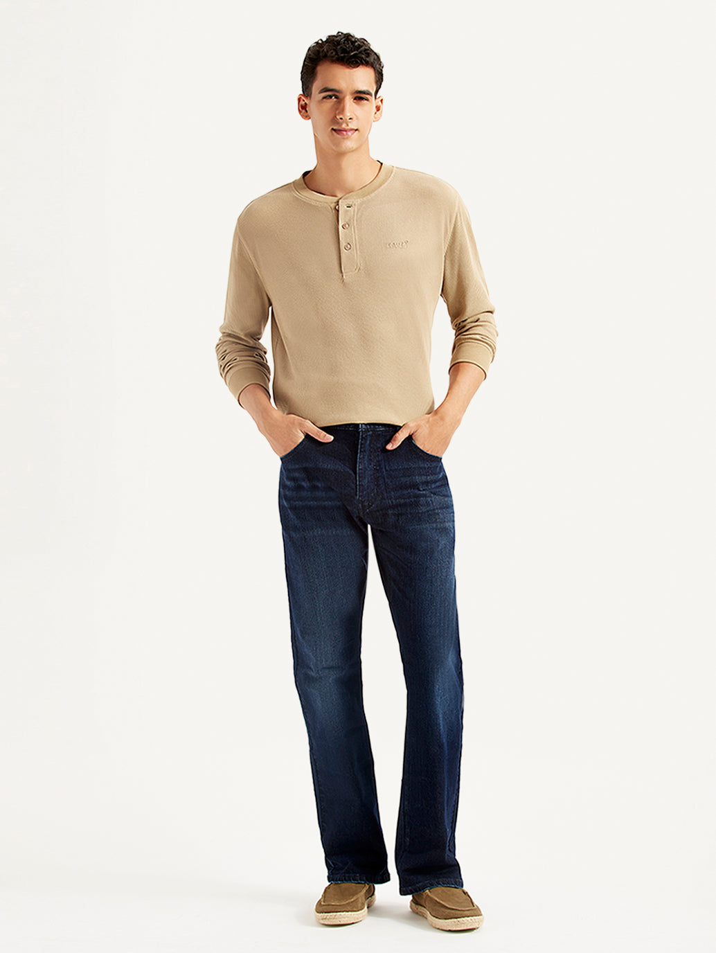 Men's 517 Dark Blue Bootcut Fit Mid Rise Jeans - Front View