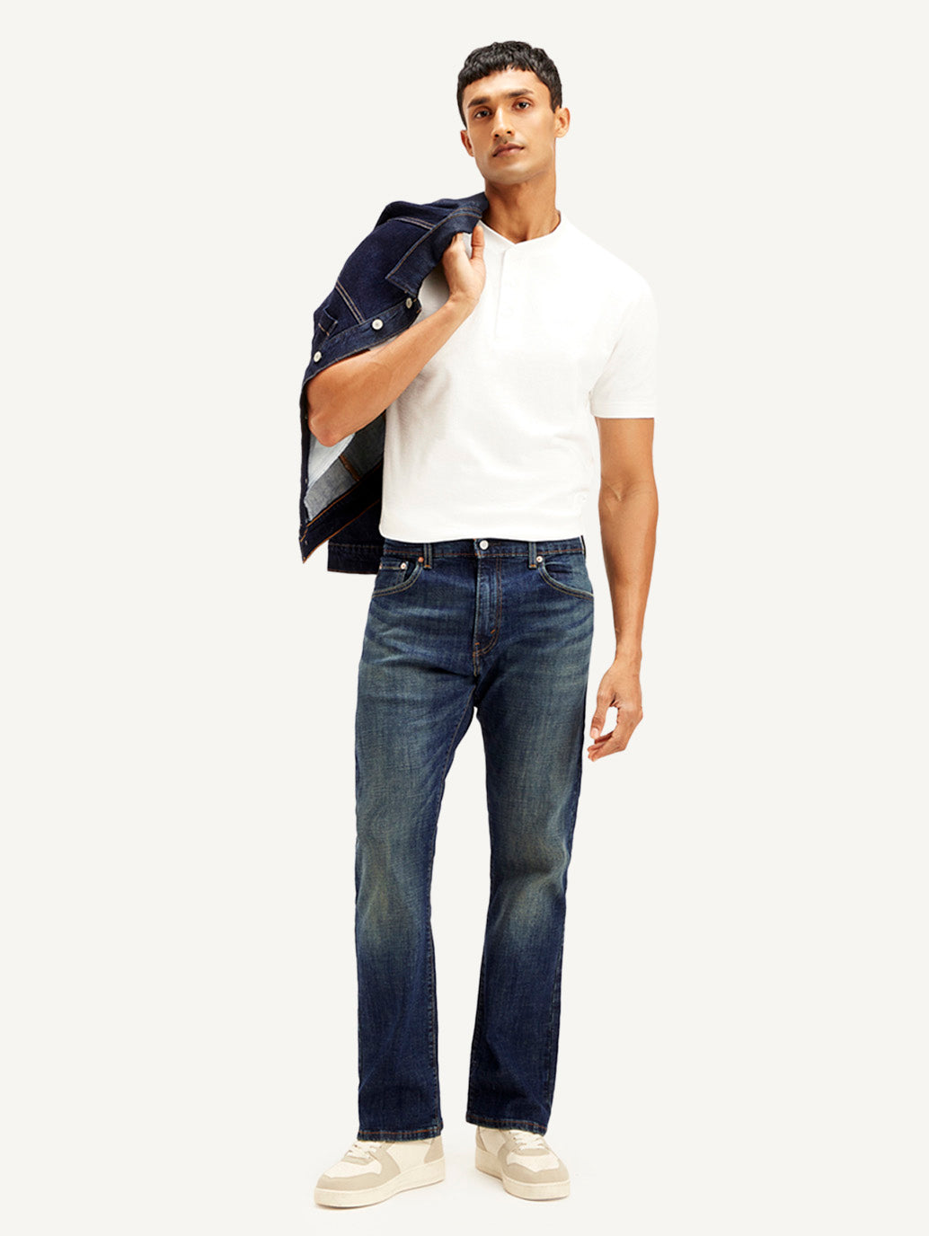Men's 517 Dark Blue Bootcut Fit Mid Rise Jeans - Styleshot View