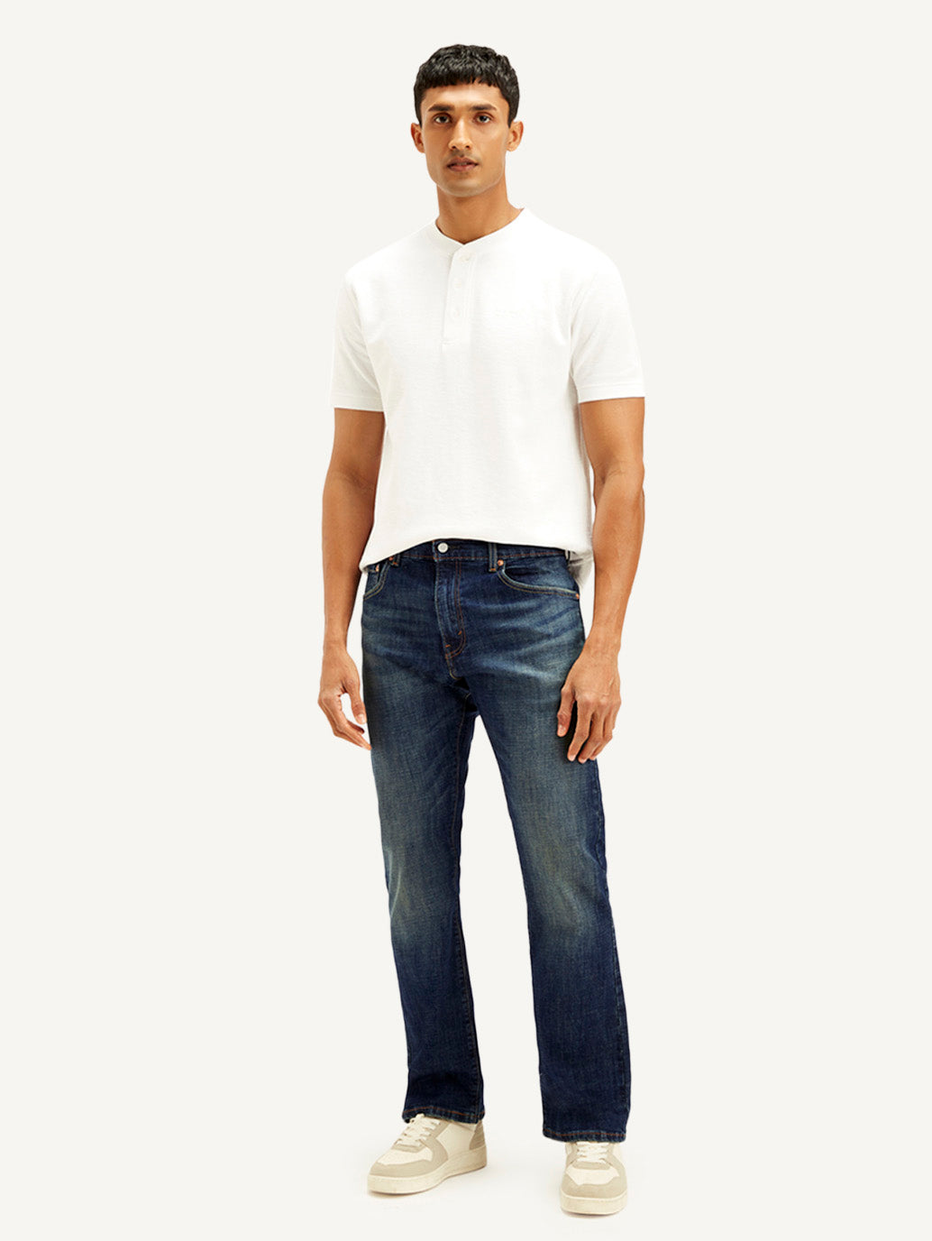 Men's 517 Dark Blue Bootcut Fit Mid Rise Jeans - Front View