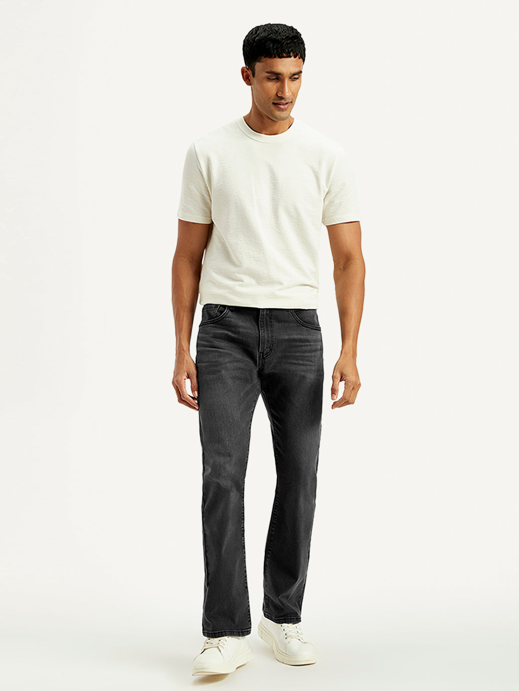 Men's 517 Charcoal Grey Bootcut Fit Mid Rise Jeans - Front View