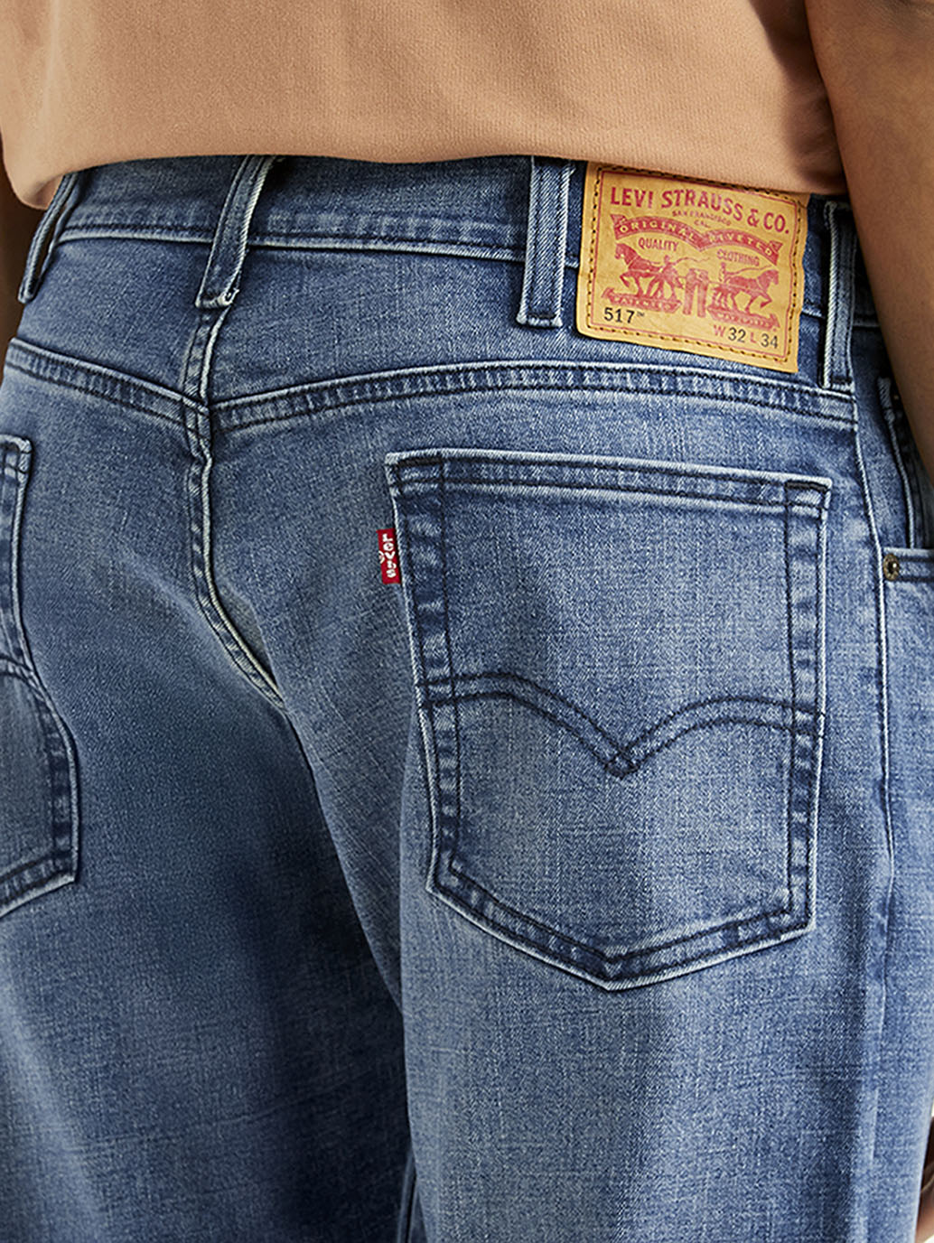Men's 517 Blue Bootcut Fit Hyper Stretch Jeans - Detail View