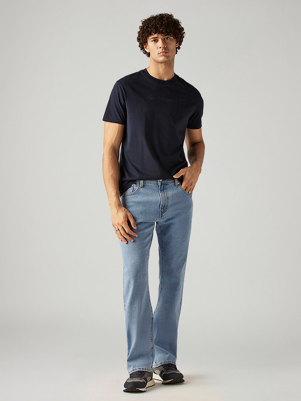 Men's 517 Light Blue Bootcut Fit Mid Rise Jeans - Styleshot View