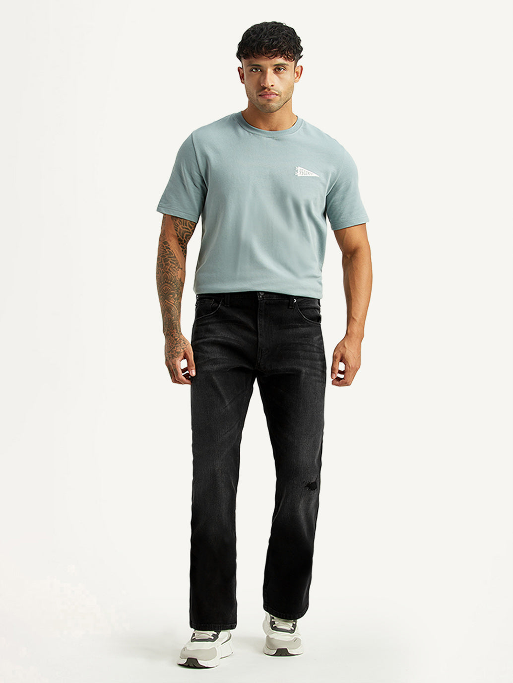 Men's 527 Black Bootcut Fit Hyper Stretch Jeans - Front View