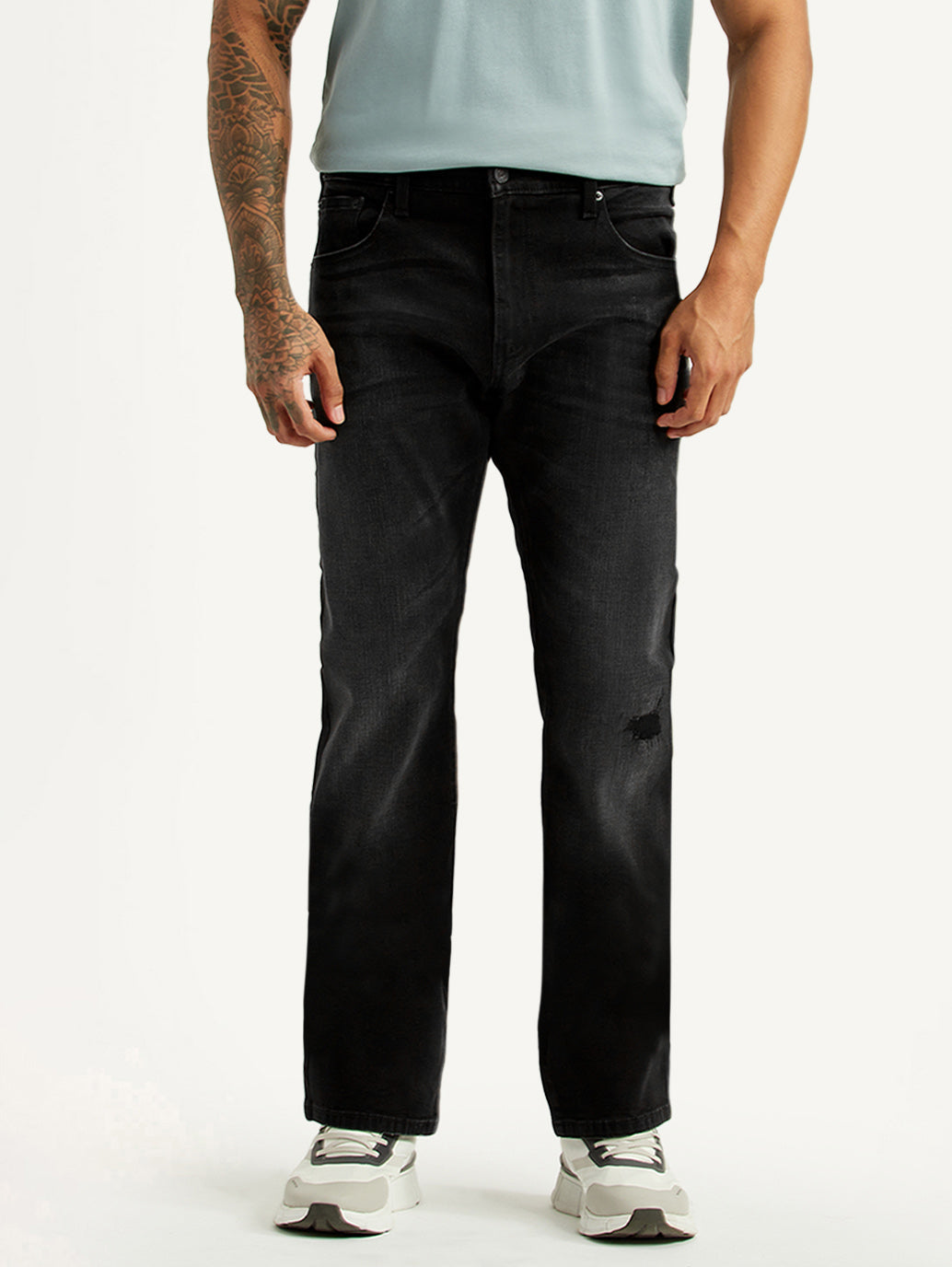 Men's 527 Black Bootcut Fit Hyper Stretch Jeans - Front View