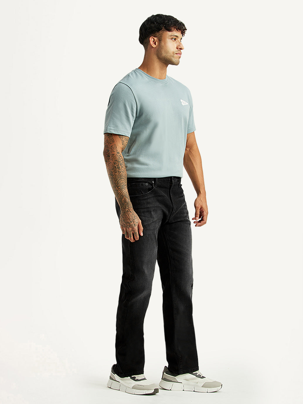 Men's 527 Black Bootcut Fit Hyper Stretch Jeans - Side View