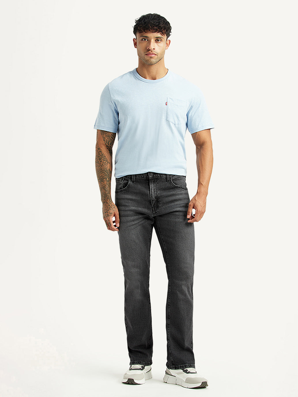 Men's 517 Charcoal Grey Bootcut Mid Rise Jeans - Front View