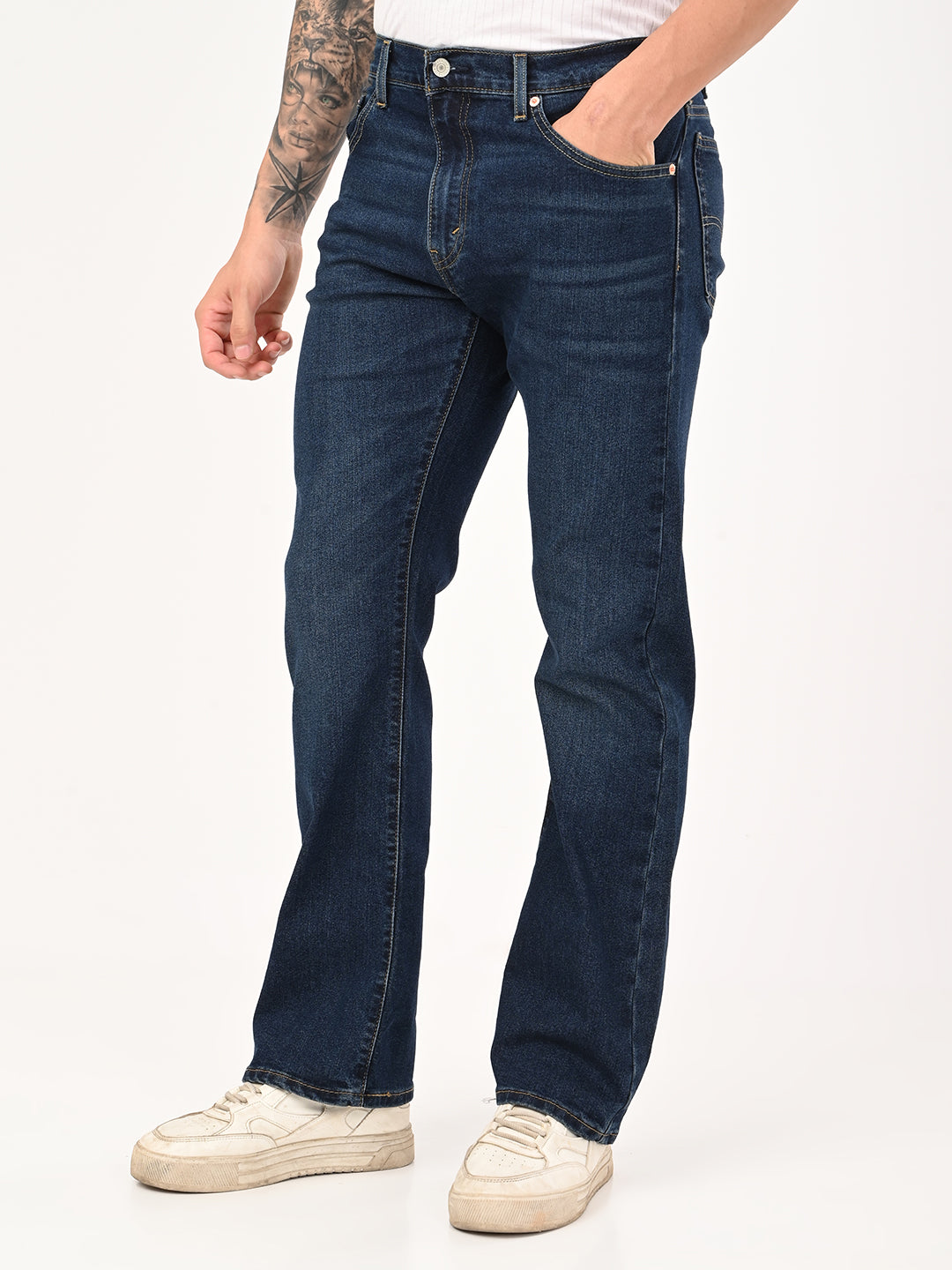Men's 517 Dark Blue Bootcut Fit Mid Rise Jeans - jpg View