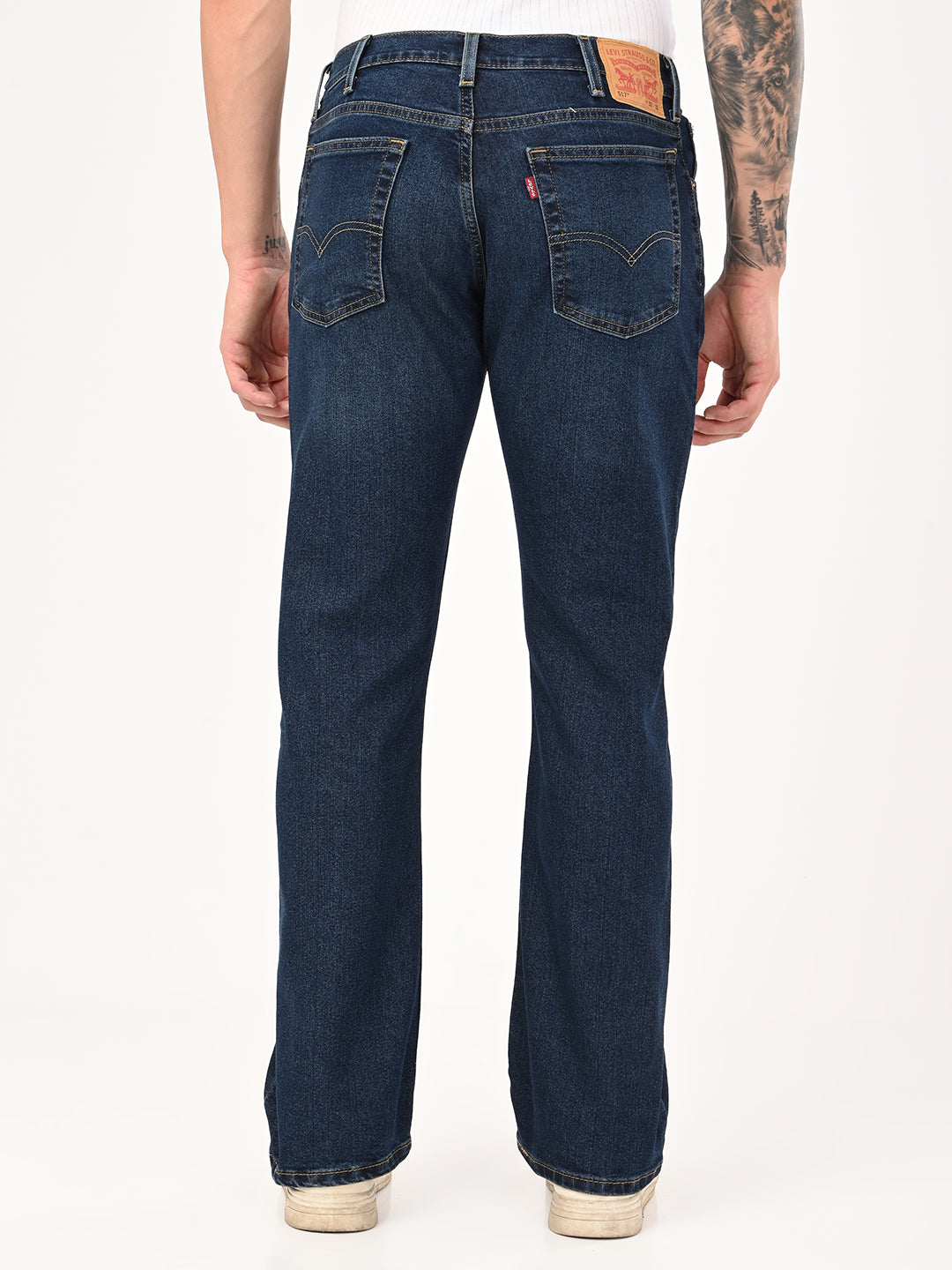 Men's 517 Dark Blue Bootcut Fit Mid Rise Jeans - bac View