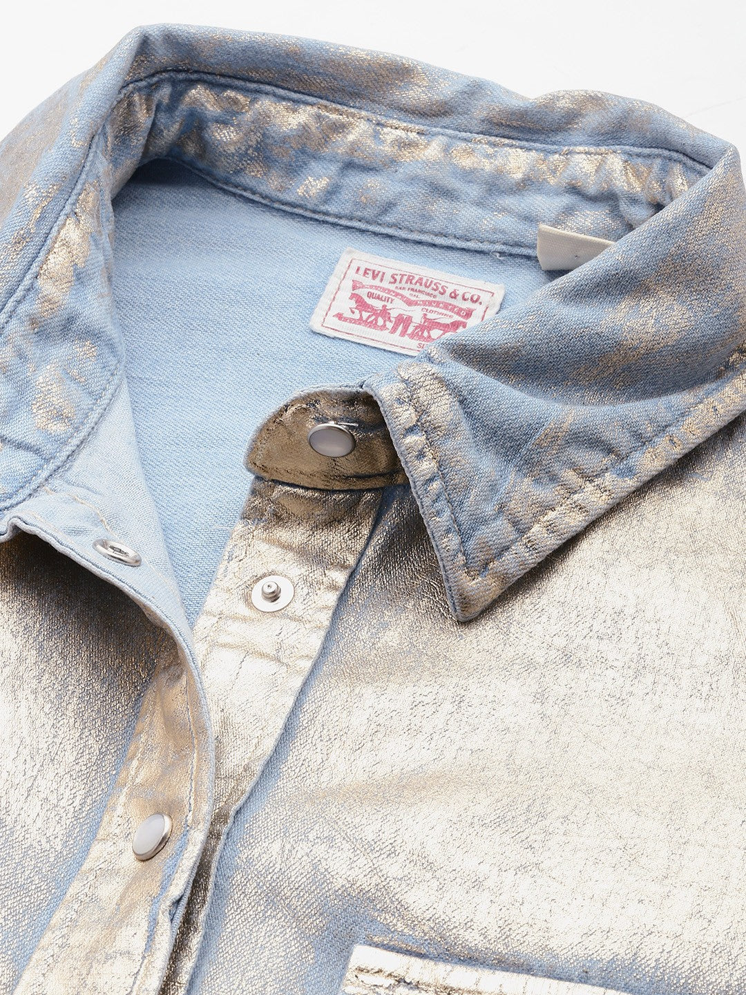 Women's Printed Regular Fit Denim Shirt - 2 View