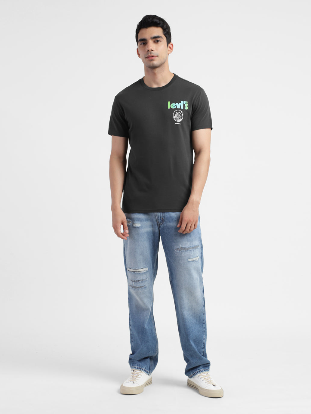 Men's Grey Printed Crew Neck T Shirt - 7f6380d8-2ece-4622-b2ba-4e0cd4595b95 View