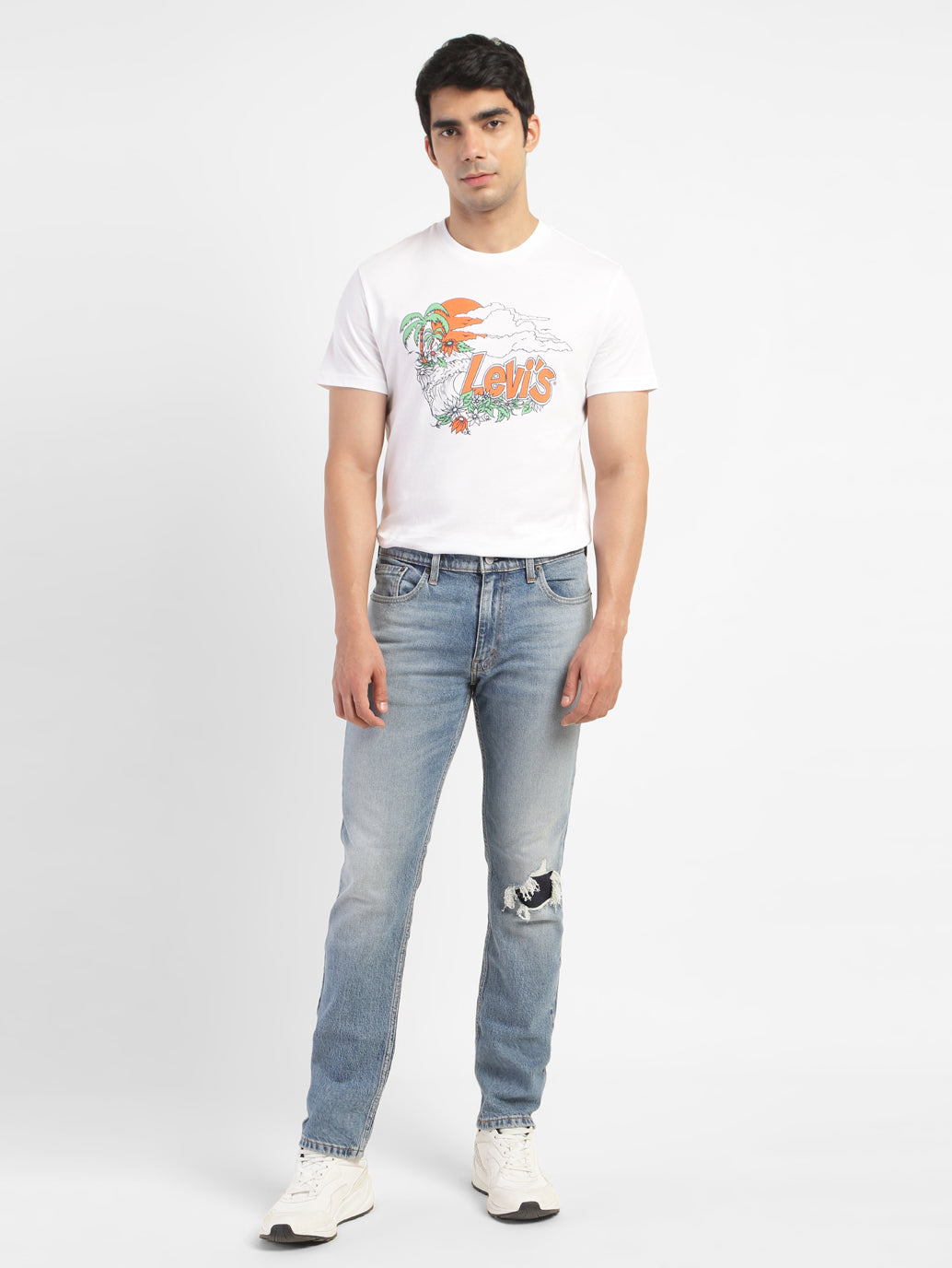 Men's Graphic Print Regular Fit T-shirt White