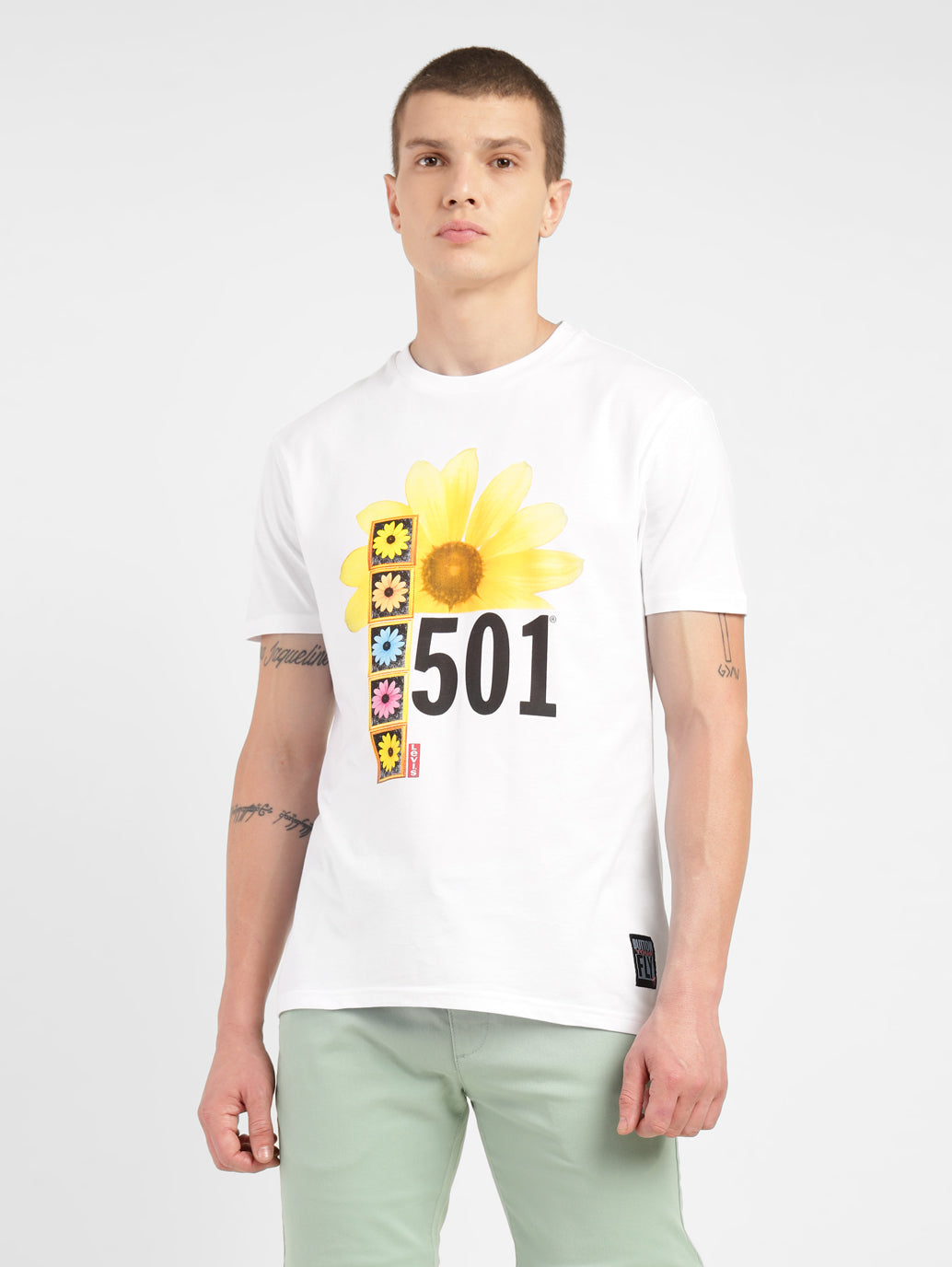 Men's Graphic Print Slim Fit T-shirt White