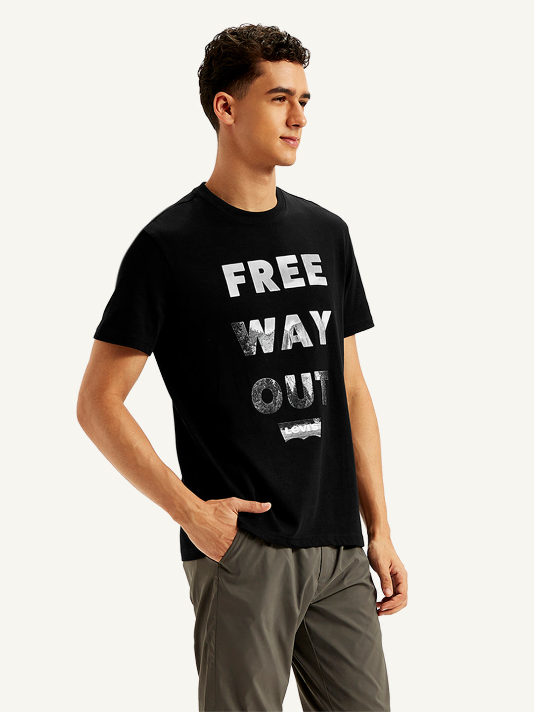 Men's Graphic Print Regular Fit T-Shirt - Side View