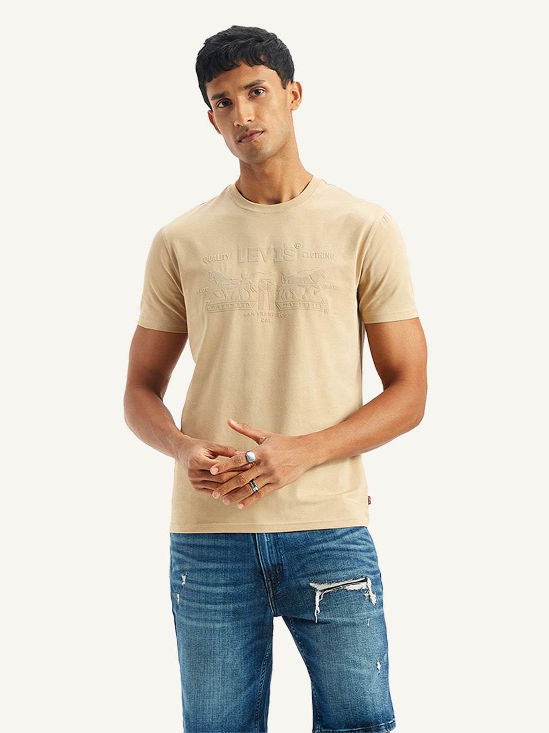 Men's Brand Logo Slim Fit T-Shirt - Front View