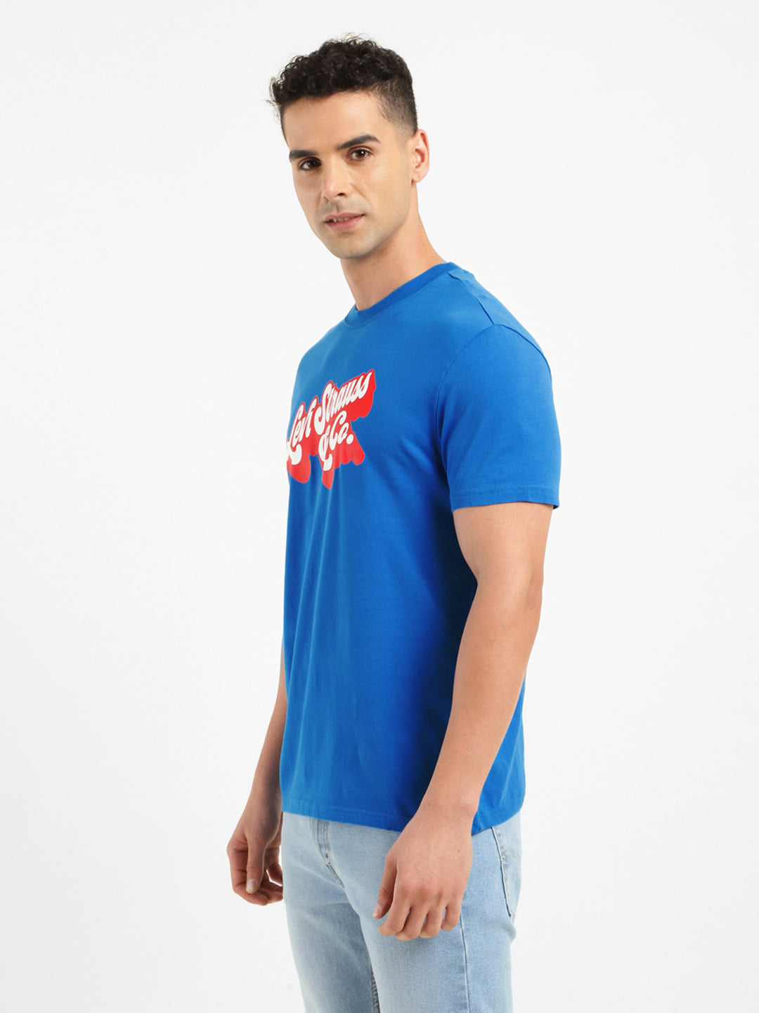 Men's Brand Logo Crew Neck T-Shirt - Side View