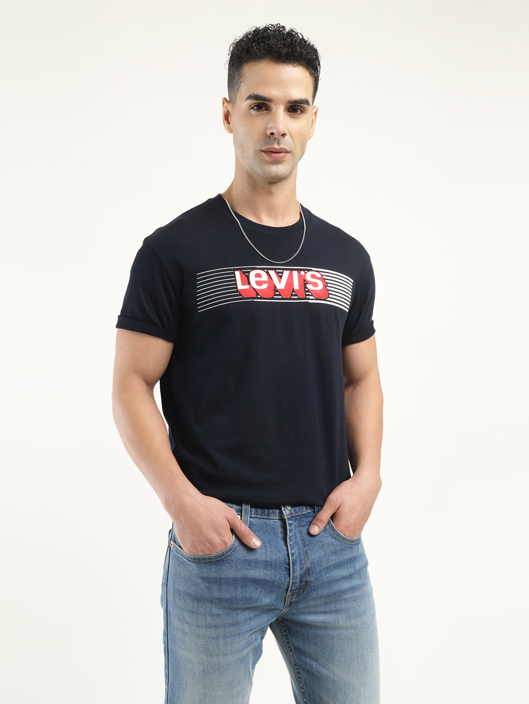 Men's Brand Logo Crew Neck T-Shirt - Styleshot View
