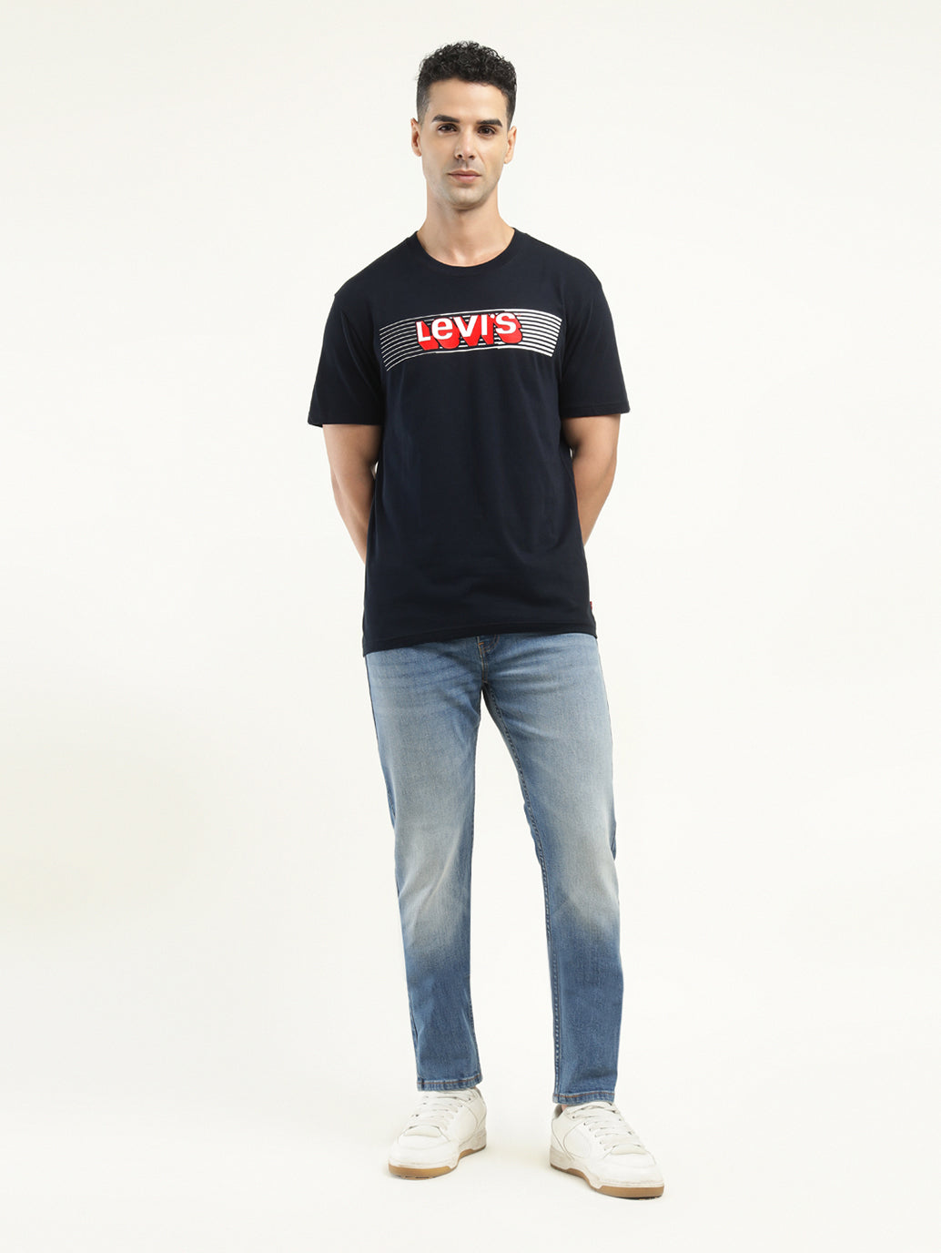 Men's Brand Logo Crew Neck T-Shirt - ModelFront View