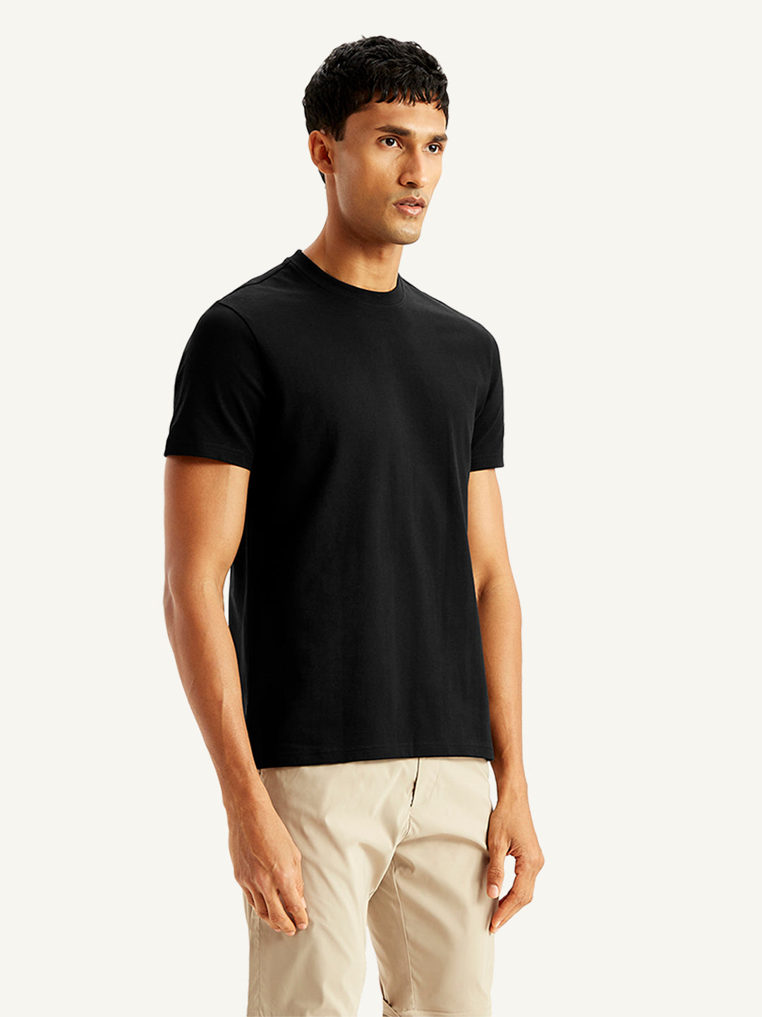 Men's Solid Slim Fit T-Shirt - Side View