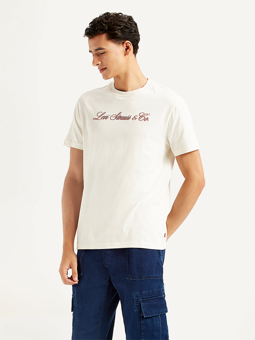 Men's Typographic Print Slim Fit T-shirt - Side View