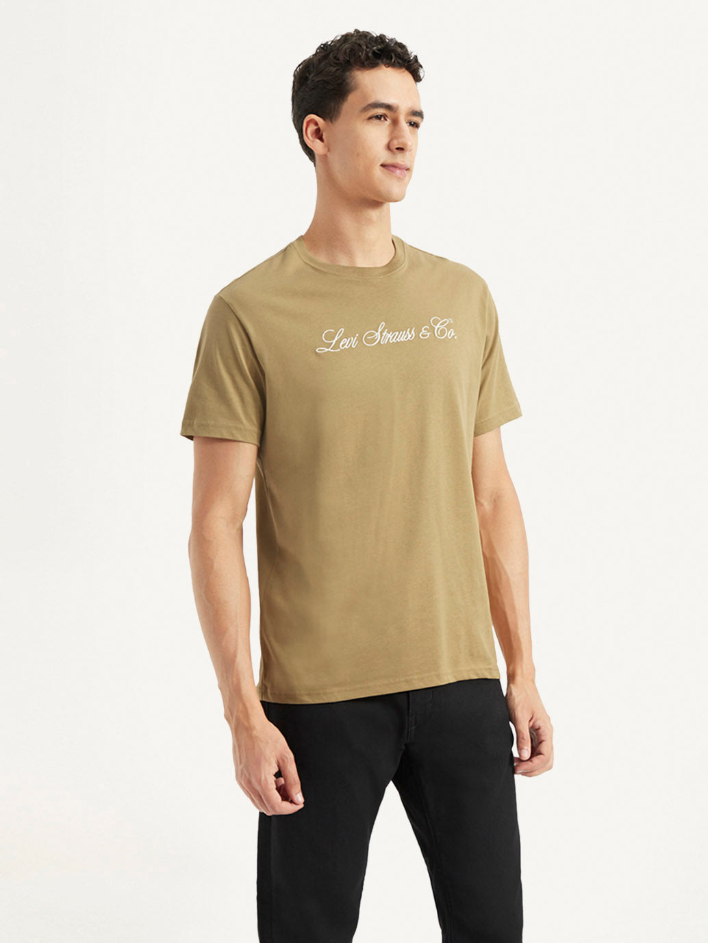 Men's Typographic Print Slim Fit T-shirt - Side View