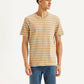 Men's Striped Slim Fit Linen T-shirt - Front View