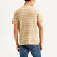 Men's Striped Slim Fit Linen T-shirt - Back View