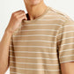Men's Striped Slim Fit Linen T-shirt - Detail View