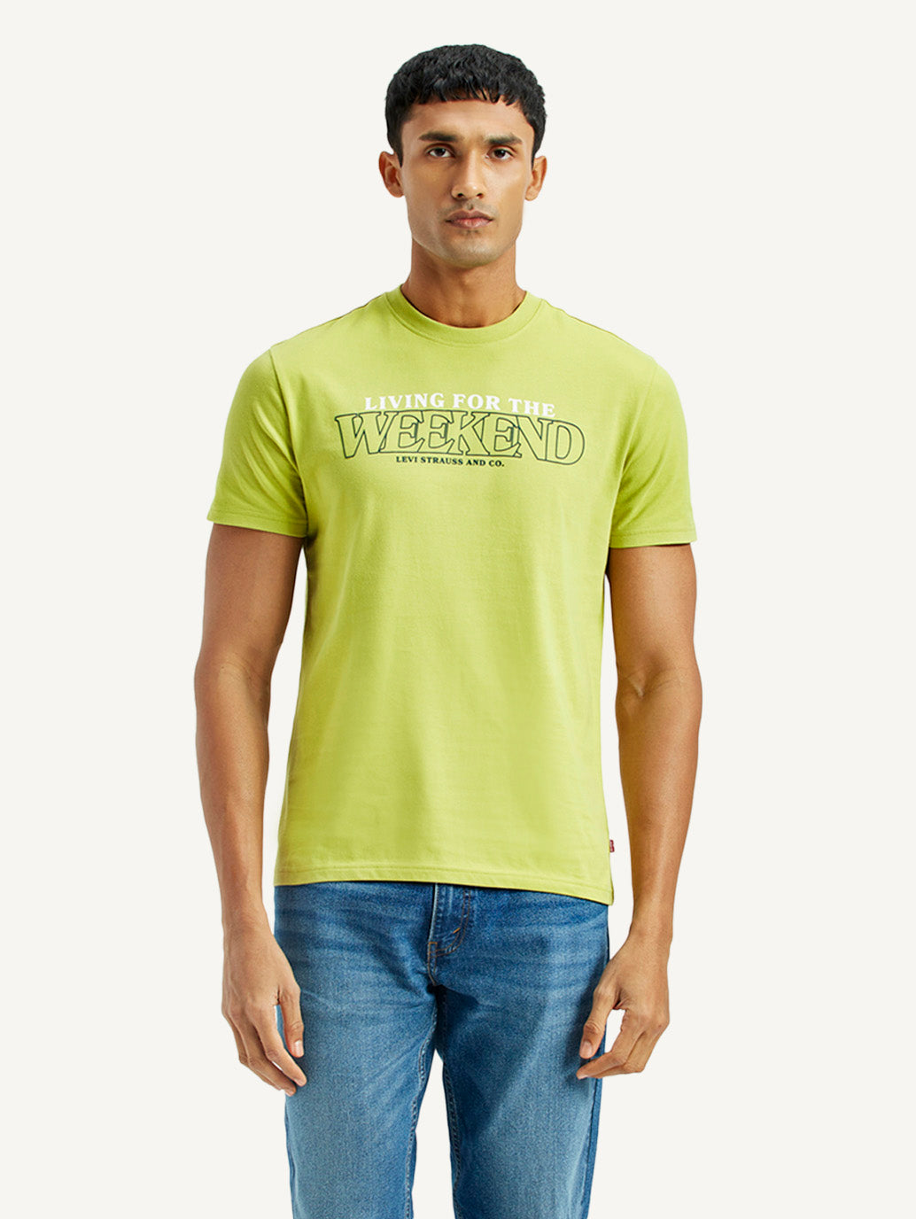 Men's Typographic Print Slim Fit T-Shirt - Front View