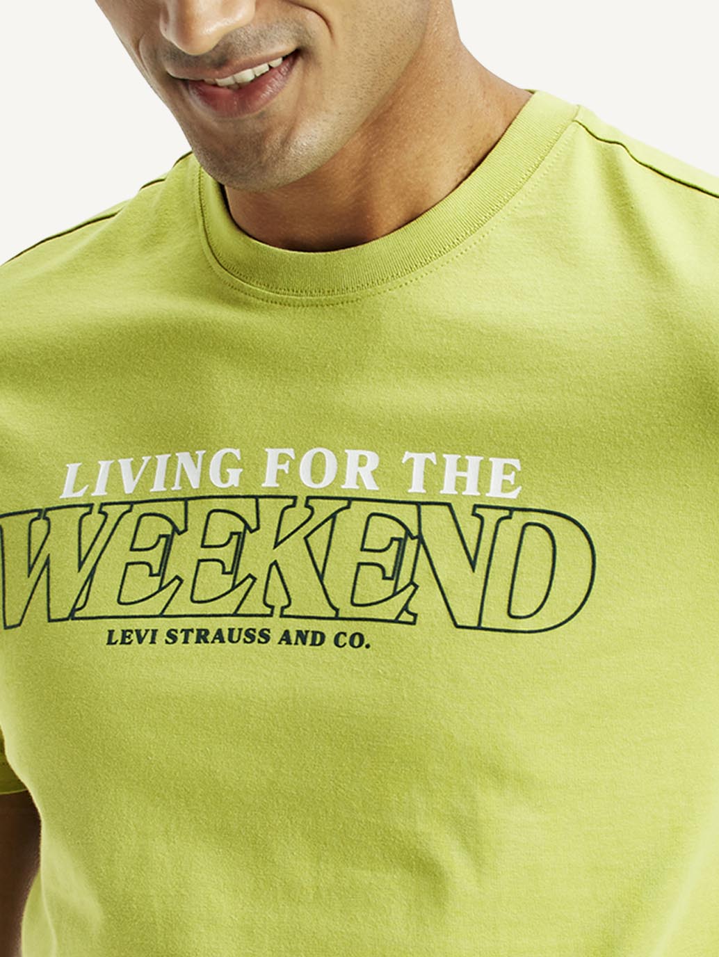 Men's Typographic Print Slim Fit T-Shirt - Detail View