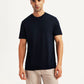 Men's Solid Navy Slim Fit T-shirt - Front View