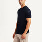 Men's Solid Navy Slim Fit T-shirt - Side View