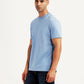 Men's Solid Light Blue Slim Fit T-shirt - Side View