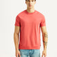 Men's Solid Coral Slim Fit T-shirt - Front View