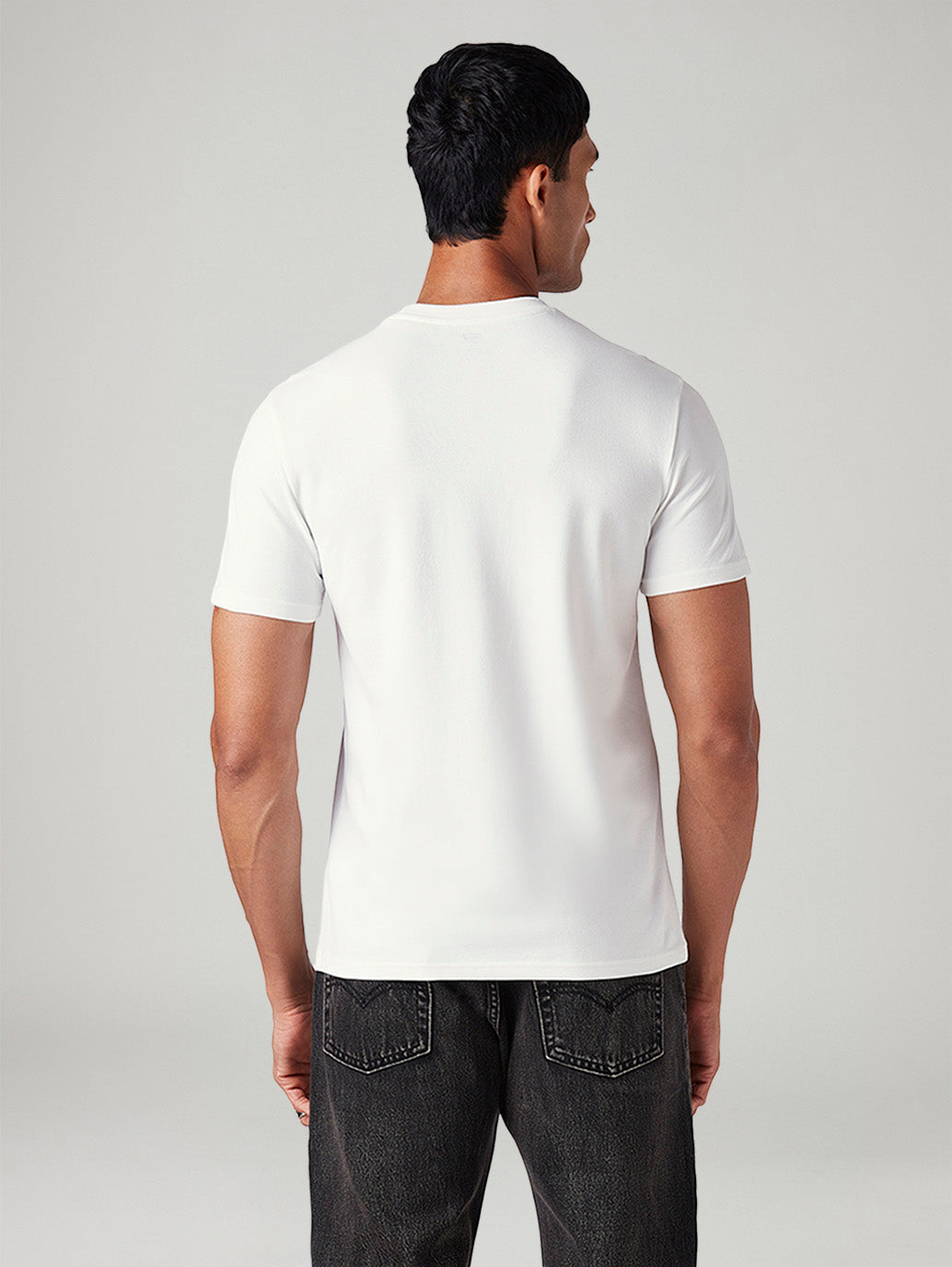 Men's Solid Slim Fit Pique T-Shirt - Back View