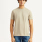 Men's Solid Beige Slim Fit T-shirt - Front View