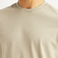 Men's Solid Beige Slim Fit T-shirt - Detail View