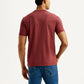 Men's Embroidered Maroon Slim Fit T-shirt - Back View