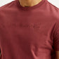 Men's Embroidered Maroon Slim Fit T-shirt - Detail View