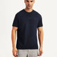 Men's Typographic Print Navy Slim Fit T-shirt - Front View