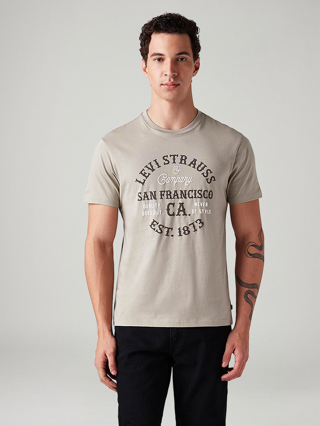 Men's Graphic Print Slim Fit T-Shirt - Front View