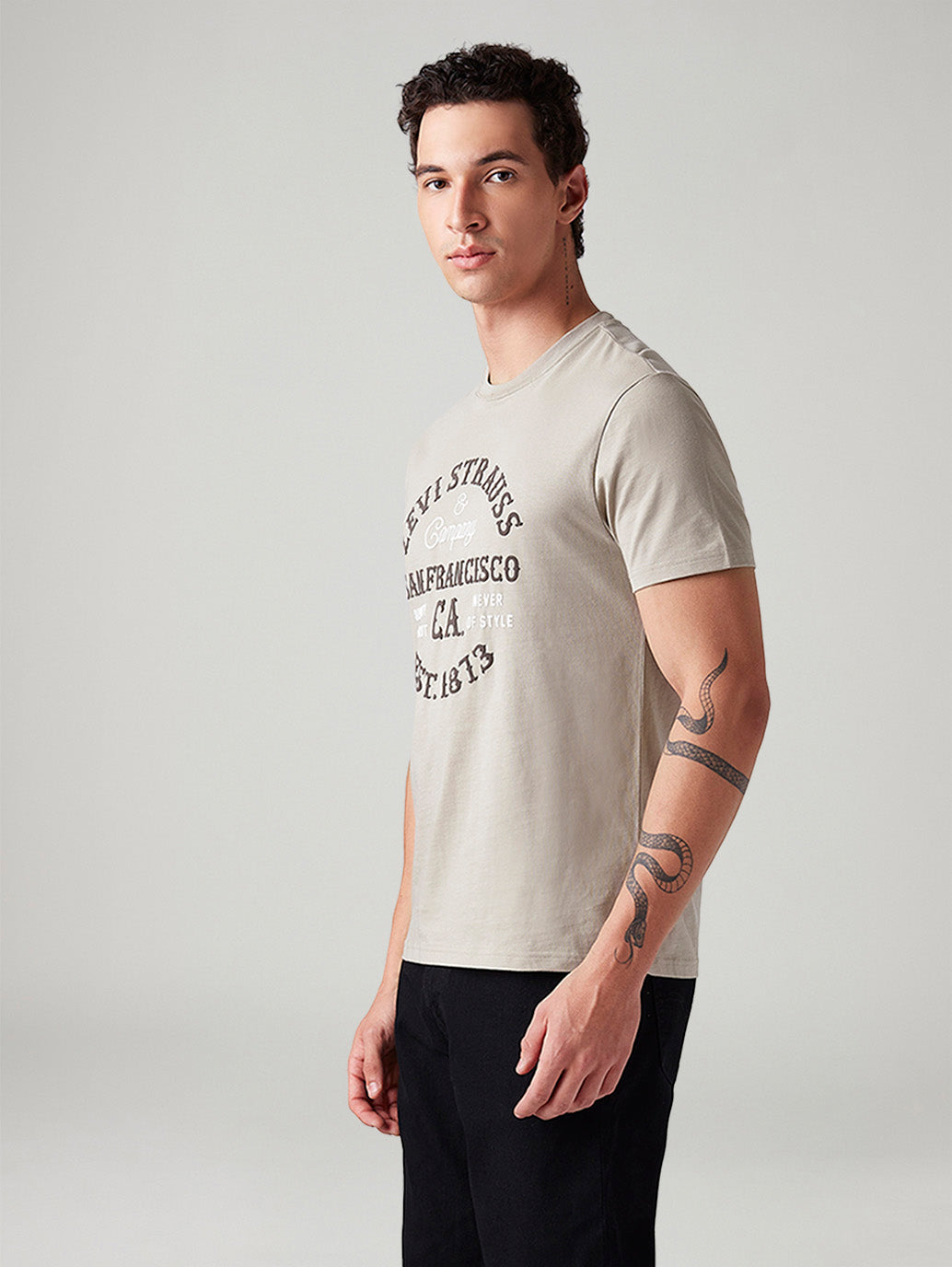 Men's Graphic Print Slim Fit T-Shirt - Side View