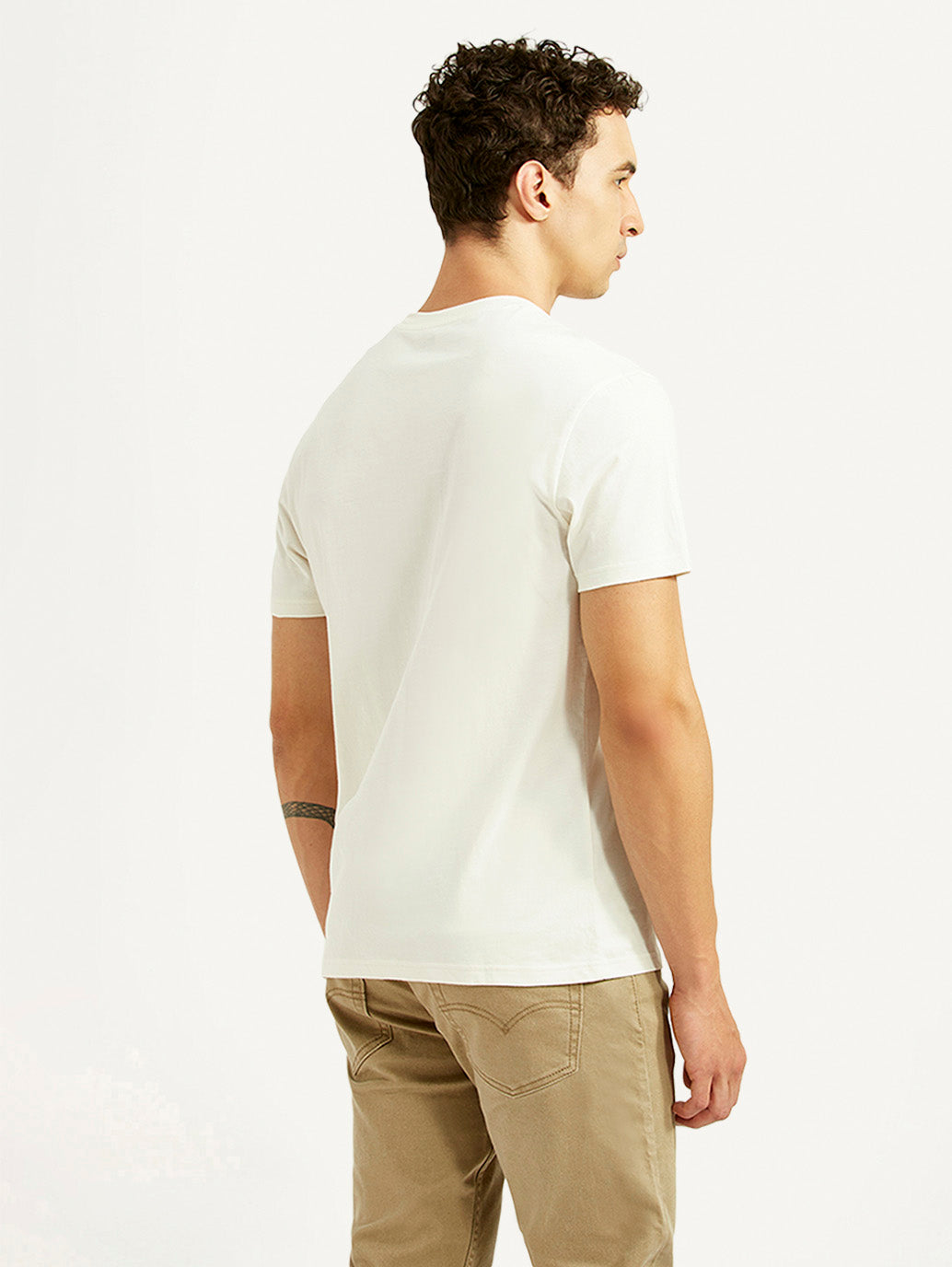 Men's Brand Logo Off White Slim Fit T-shirt - Back View
