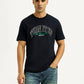Men's Typographic Print Navy Slim Fit T-shirt - Styleshot View