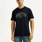 Men's Typographic Print Navy Slim Fit T-shirt - Front View
