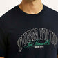 Men's Typographic Print Navy Slim Fit T-shirt - Detail View