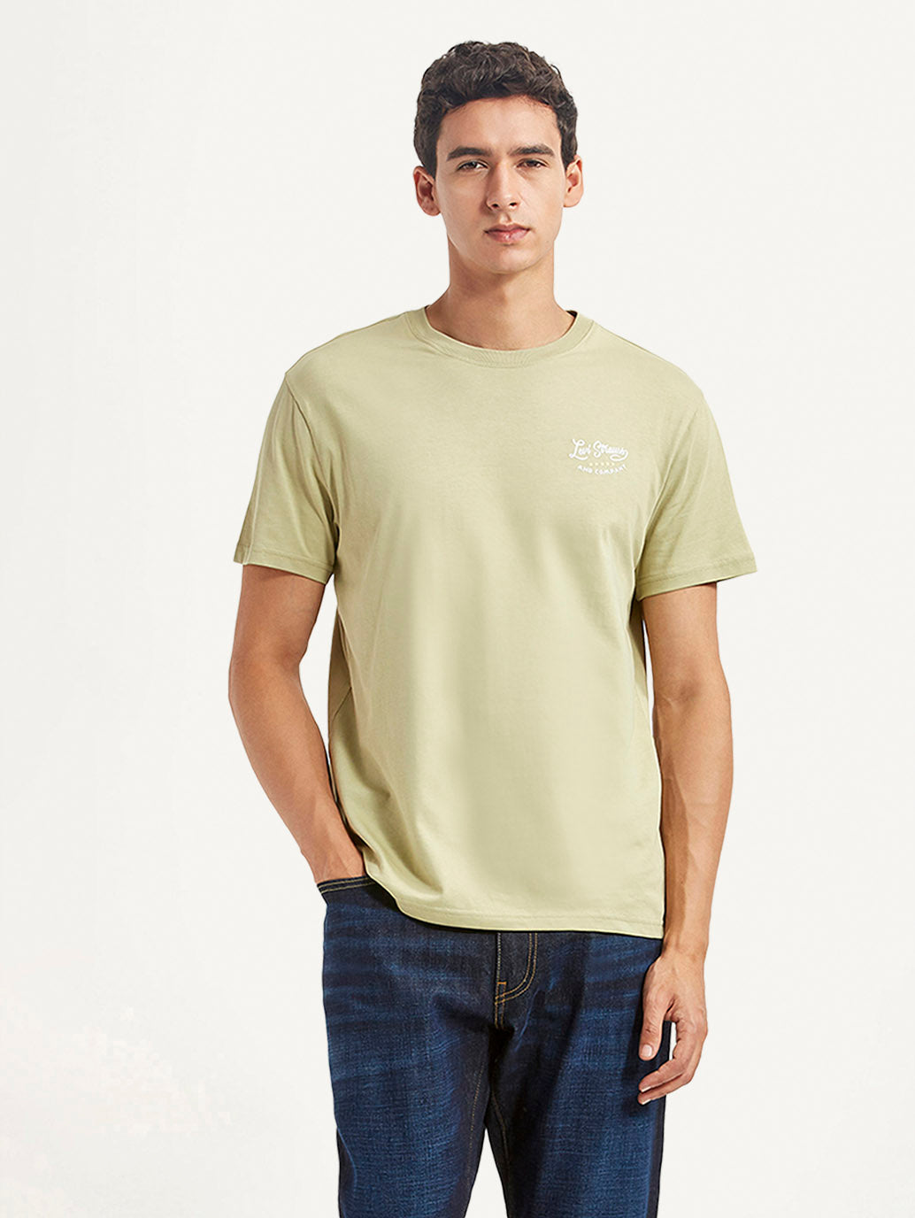 Men's Solid Beige Slim Fit T-shirt