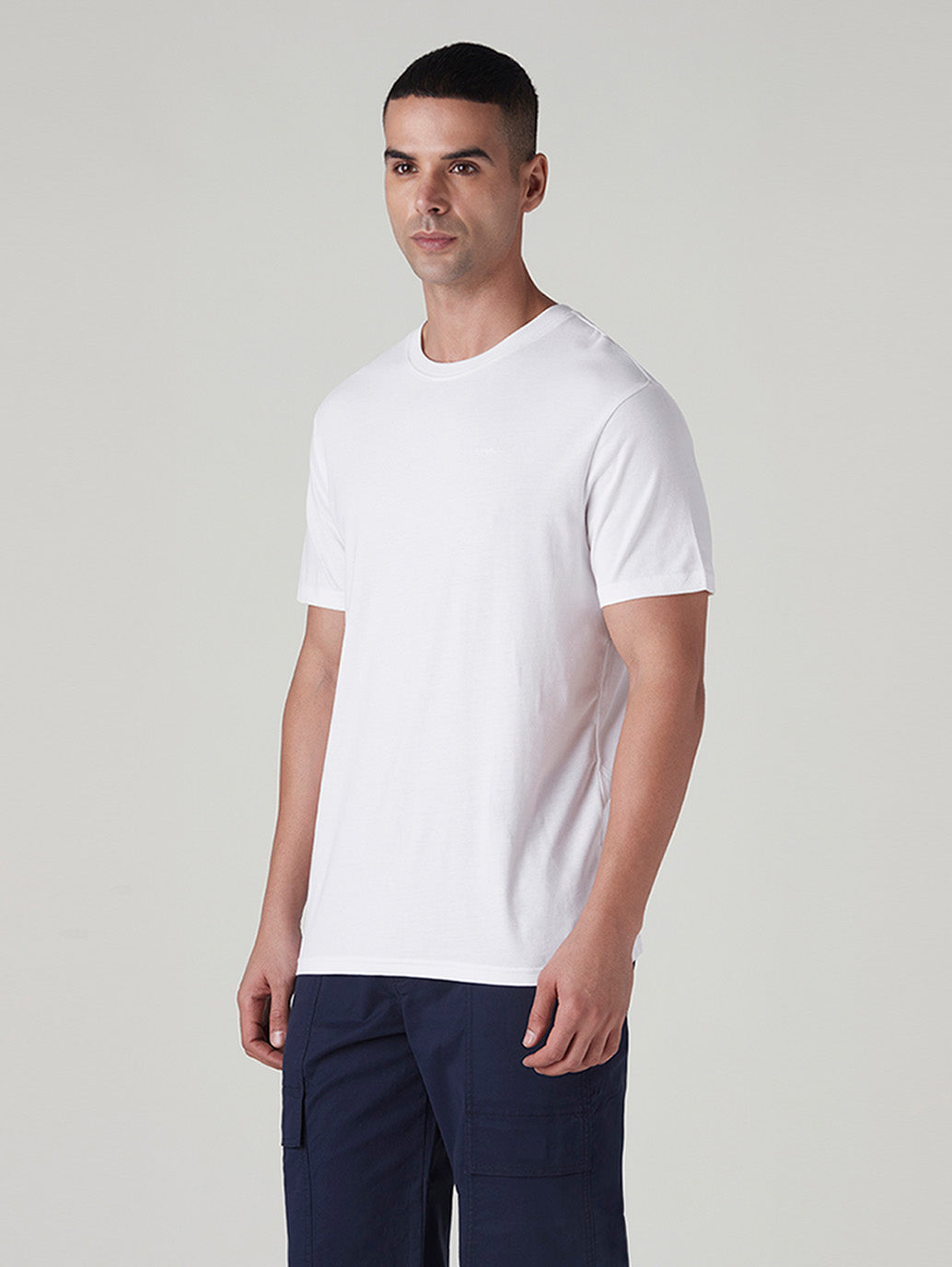 Men's Solid Slim Fit Jersey T-Shirt - Side View