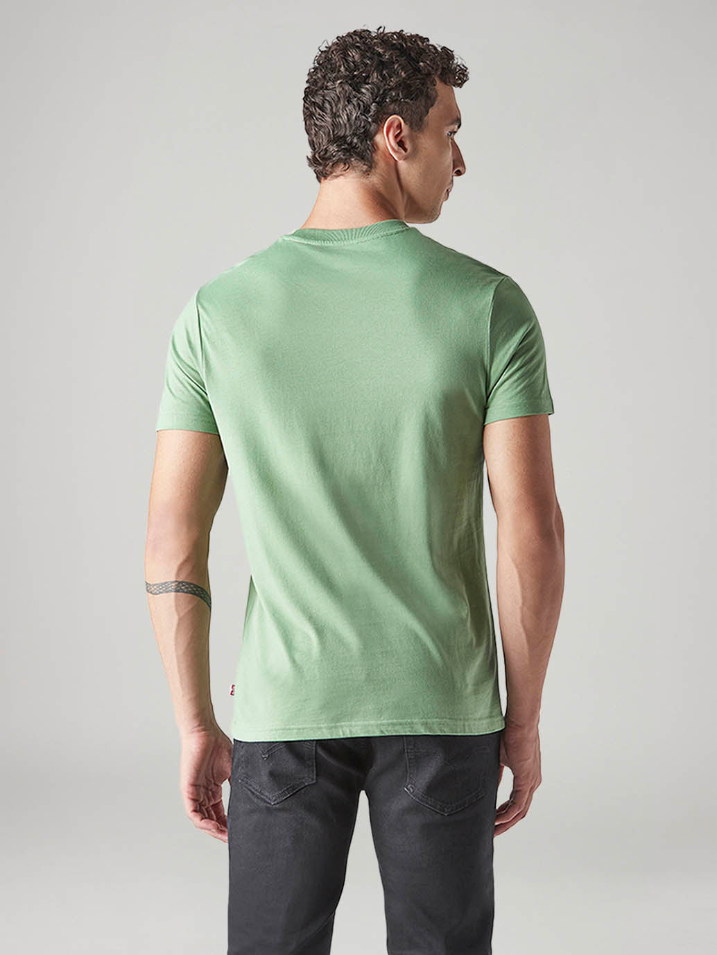 Men's Solid Slim Fit Jersey T-Shirt - Back View