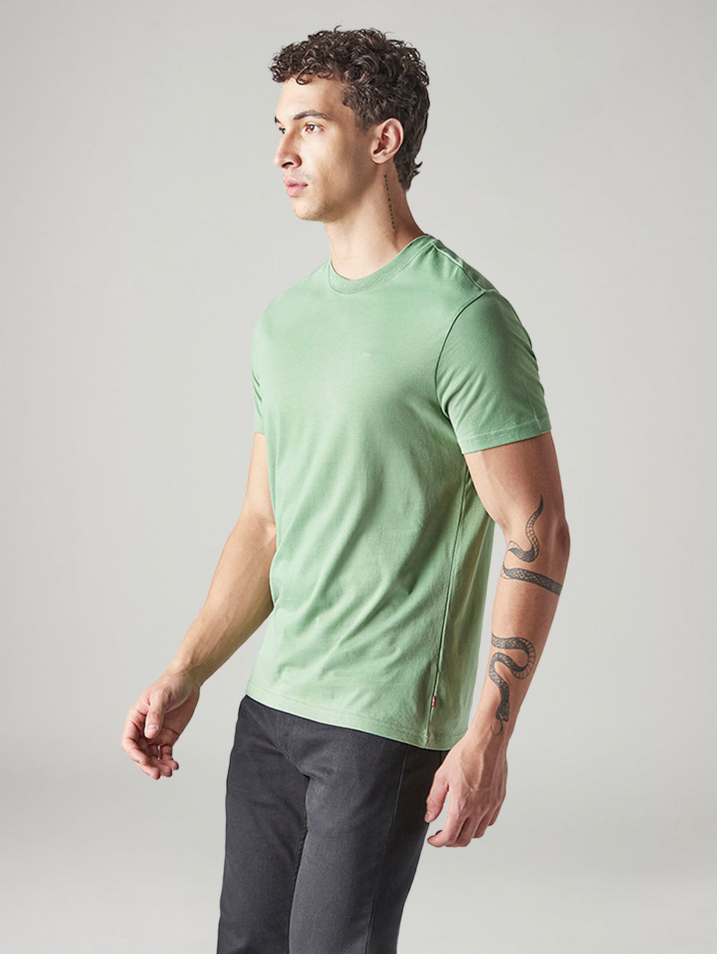 Men's Solid Slim Fit Jersey T-Shirt - Side View