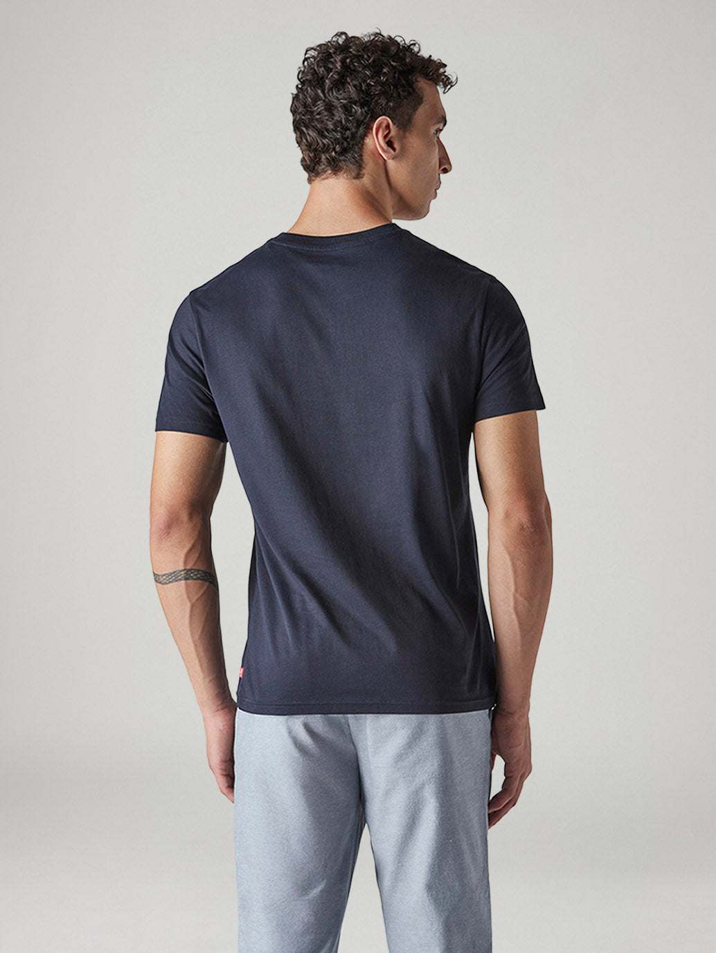 Men's Solid Slim Fit Jersey T-Shirt - Back View